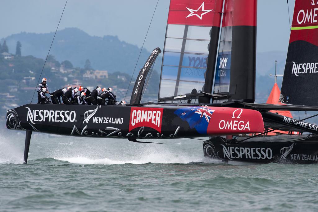 Emirates Team New Zealand in their Round Robin 3 match against Artemis Racing in the Louis Vuitton Cup 2013. 18/7/2013 photo copyright Chris Cameron/ETNZ http://www.chriscameron.co.nz taken at  and featuring the  class