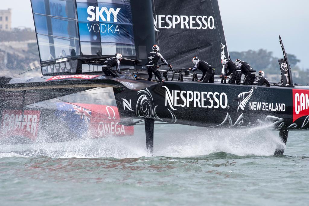 Emirates Team New Zealand in their Round Robin 3 match against Artemis Racing in the Louis Vuitton Cup 2013. 18/7/2013 photo copyright Chris Cameron/ETNZ http://www.chriscameron.co.nz taken at  and featuring the  class