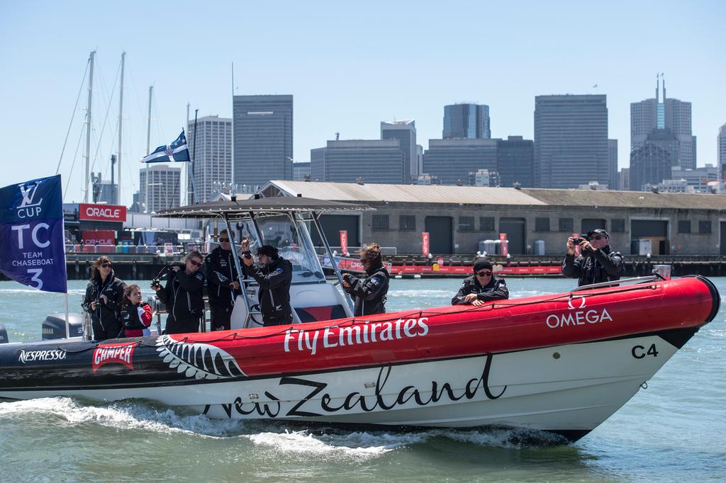 Emirates Team New Zealand guests on Chase 4. Louis Vuitton Cup 2013.  © Chris Cameron/ETNZ http://www.chriscameron.co.nz