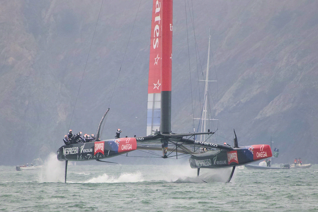 ETNZ flies downwind under main alone - Americas's Cup photo copyright Chuck Lantz http://www.ChuckLantz.com taken at  and featuring the  class
