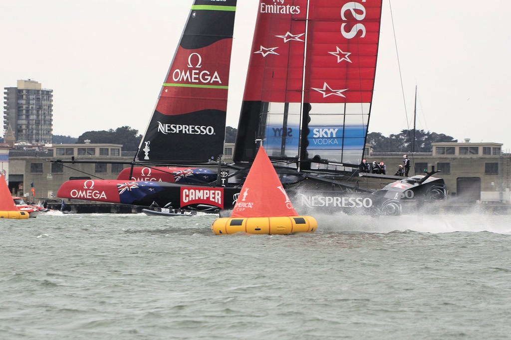 ETNZ wins another round as the crowds onshore cheer them on - America's Cup photo copyright Chuck Lantz http://www.ChuckLantz.com taken at  and featuring the  class