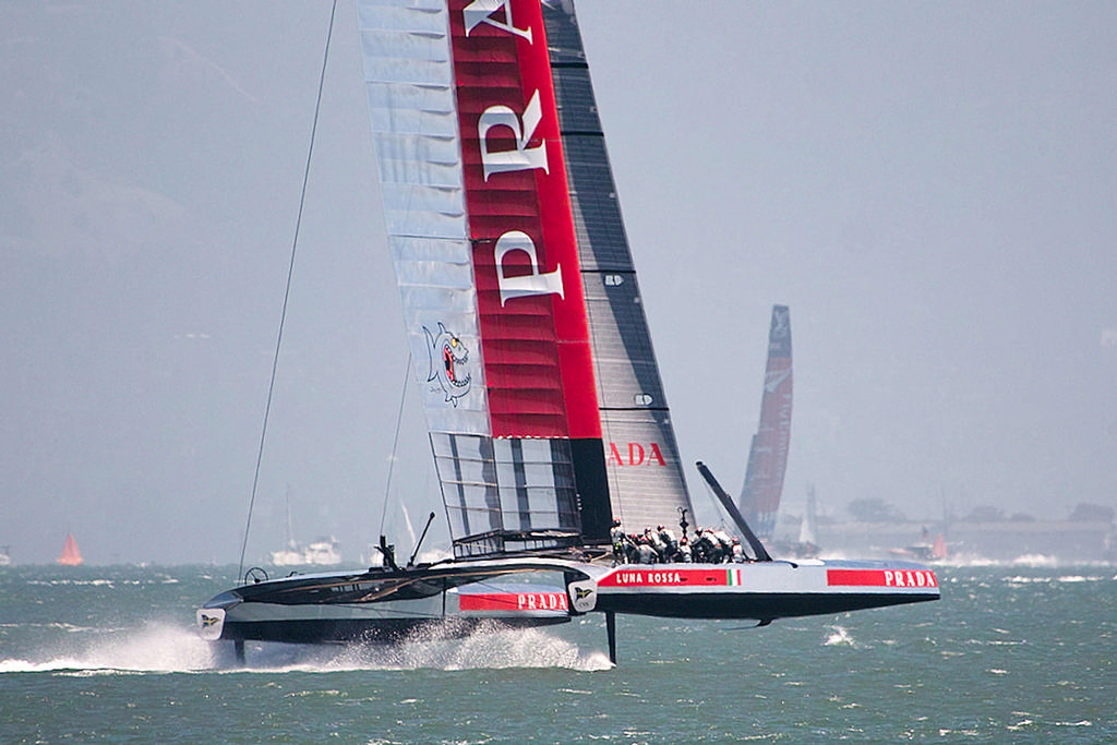 Luna Rossa looks fast, but ETNZ is simply much faster - America's Cup 2013 photo copyright Chuck Lantz http://www.ChuckLantz.com taken at  and featuring the  class