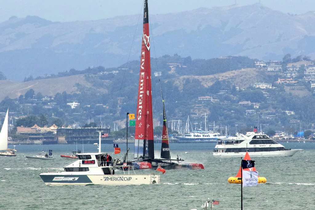 ETNZ hits the start line in their single boat by race - Americas's Cup © Chuck Lantz http://www.ChuckLantz.com