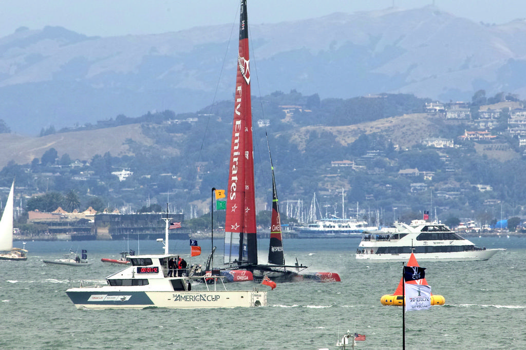 ETNZ hits the start line in their single boat by race - Americas's Cup photo copyright Chuck Lantz http://www.ChuckLantz.com taken at  and featuring the  class