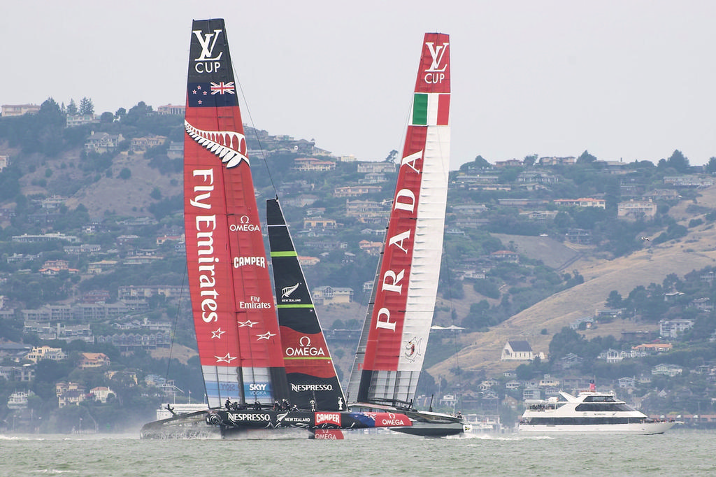 ETNZ and Luna Rossa enter the start area - America's Cup © Chuck Lantz http://www.ChuckLantz.com