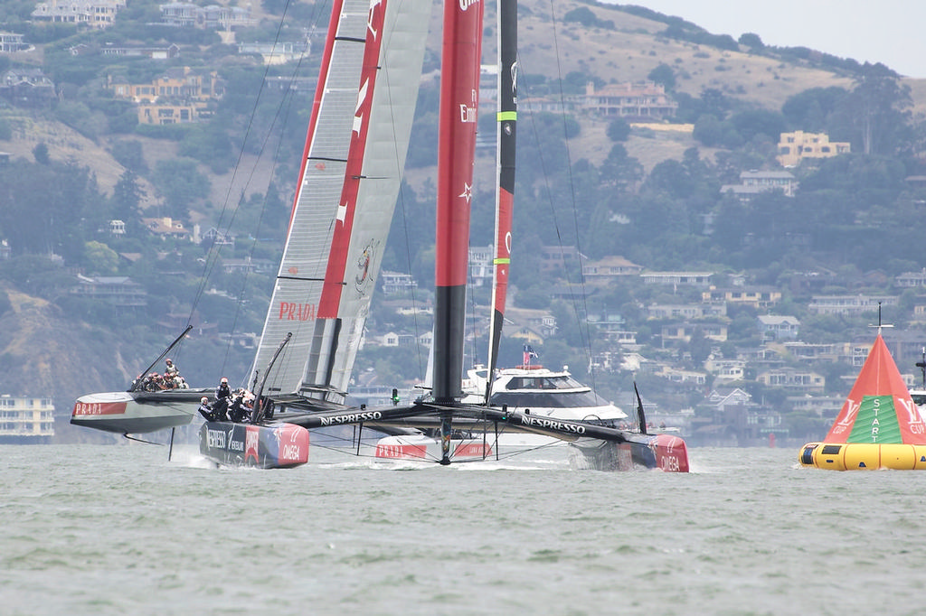 ETNZ at the first mark, already pulling away from Luna Rossa - America's Cup photo copyright Chuck Lantz http://www.ChuckLantz.com taken at  and featuring the  class