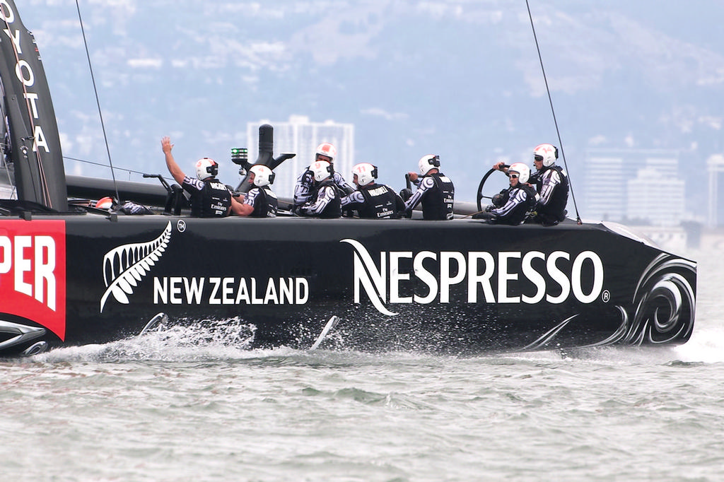 ETNZ on an upwind leg - America's Cup photo copyright Chuck Lantz http://www.ChuckLantz.com taken at  and featuring the  class