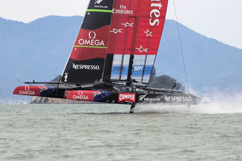 ETNZ flying towards the finish, with Luna Rossa far behind - America's Cup photo copyright Chuck Lantz http://www.ChuckLantz.com taken at  and featuring the  class