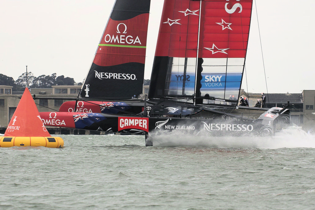 ETNZ at the finishing mark, looking racy  - America’s Cup © Chuck Lantz http://www.ChuckLantz.com