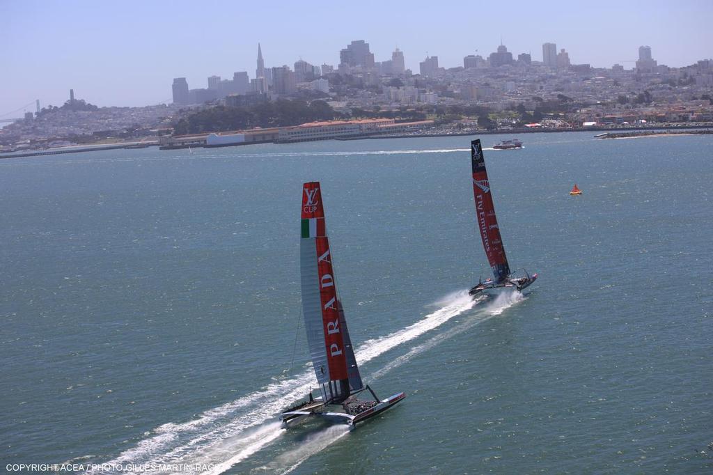 Luna Rossa chases Emirates Team NZ - Louis Vuitton Cup, Round Robin, Race Day 4, Luna Rossa vs ETNZ © ACEA - Photo Gilles Martin-Raget http://photo.americascup.com/