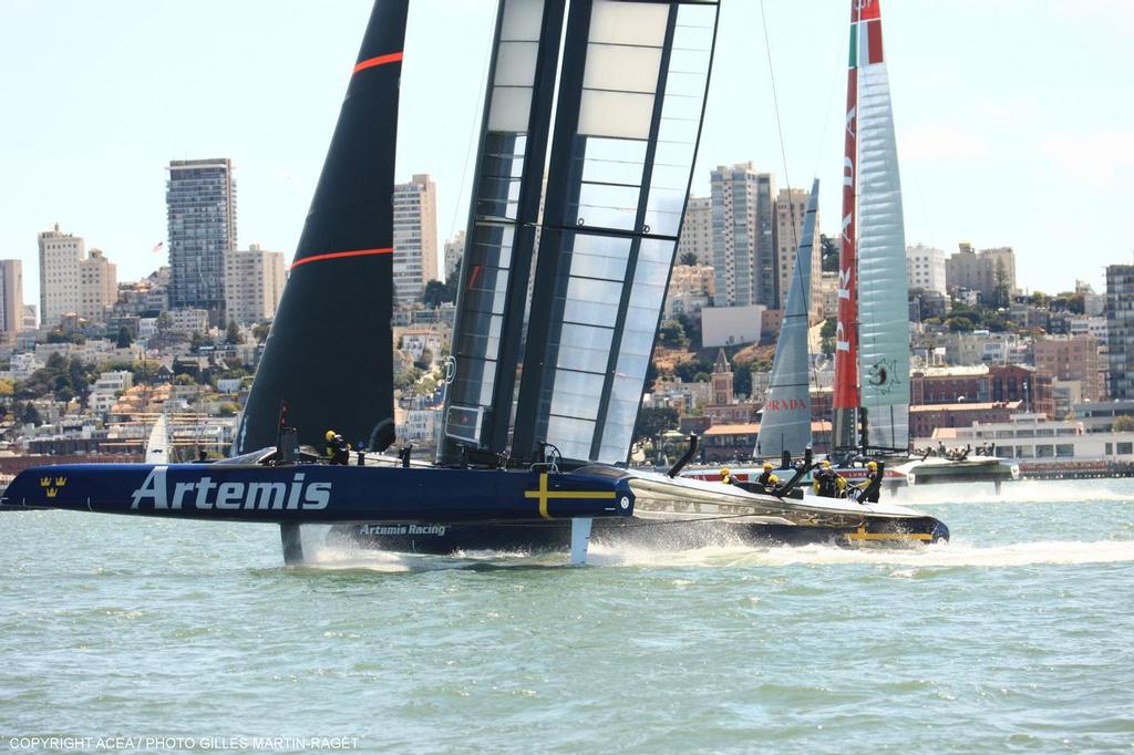 10/08/2013, San Francisco (CA), 34th America's Cup, Louis Vuitton Cup, Semi-Finals Race 4; Artemis Racing vs. Luna Rossa Challenge photo copyright ACEA - Photo Gilles Martin-Raget http://photo.americascup.com/ taken at  and featuring the  class