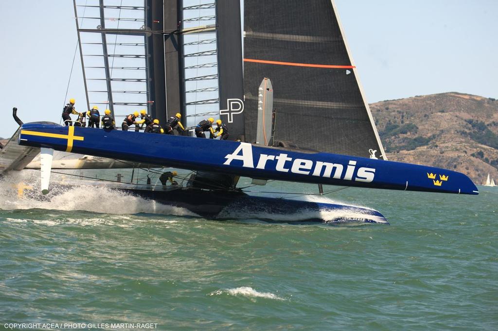 10/08/2013, San Francisco (CA), 34th America's Cup, Louis Vuitton Cup, Semi-Finals Race 4; Artemis Racing vs. Luna Rossa Challenge photo copyright ACEA - Photo Gilles Martin-Raget http://photo.americascup.com/ taken at  and featuring the  class