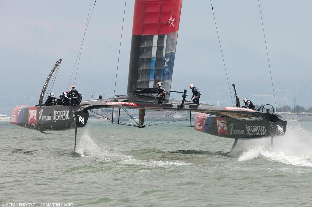 Lack of a jib seemed to make little difference - Louis Vuitton Cup - Round Robin - Luna Rossa vs Emirates Team New Zealand photo copyright ACEA - Photo Gilles Martin-Raget http://photo.americascup.com/ taken at  and featuring the  class