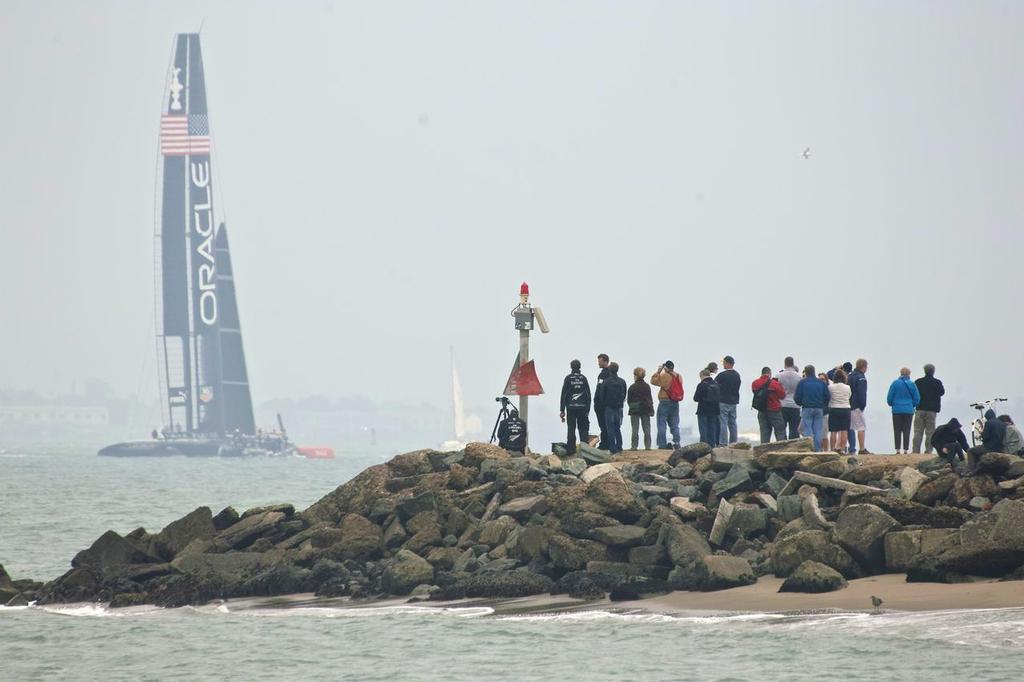 Oracle Team USA and Artemis Racing on the America’s Cup course July 30, 2013 © Chuck Lantz http://www.ChuckLantz.com