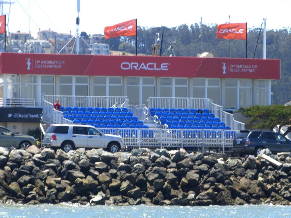 The Members&rsquo; Stand in font of the Golden Gate Yacht Club, while Race 2 of the Louis Vuitton Cup was being sailed on Wednesday NZT photo copyright John Navas  taken at  and featuring the  class