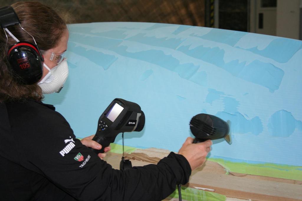 Checking epoxy paste for voids before machining - Mackay Boats photo copyright Mackay Boats http://www.mackayboats.com taken at  and featuring the  class