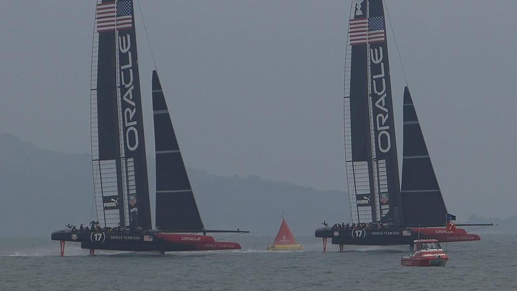 Oracle Team USA racing on the America’s Cup course July 30, 2013 © John Navas 