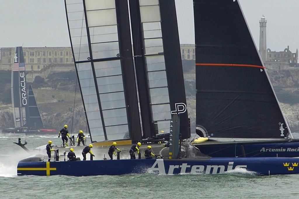 Oracle Team USA and Artemis Racing - San Francisco, July 31 2013 © John Navas 
