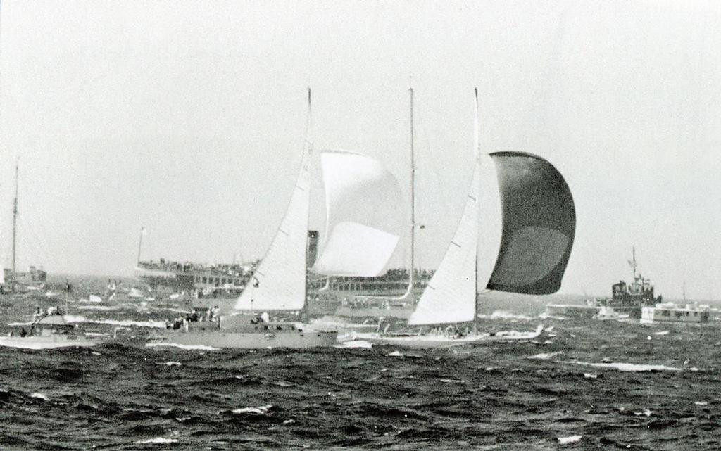 Gretel surfs through to windward of Weatherly in the 1962 America’s Cup - Maritime Productions Collection © Paul Darling Photography Maritime Productions www.sail-world.com/nz