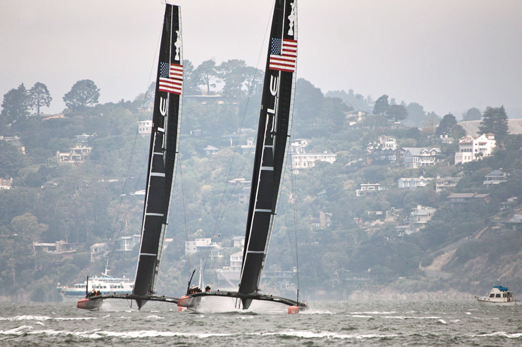Both Oracles practicing starts. - America’s Cup © Chuck Lantz http://www.ChuckLantz.com