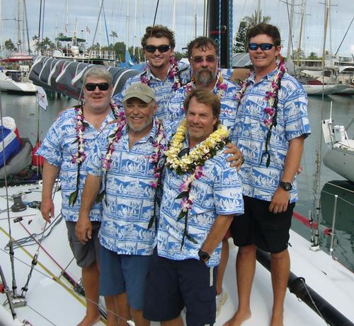 2013 Transpac yacht race - <br />
White Knight team on arrival © Leslie Demeuse Disney