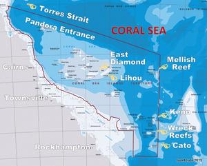 Coral Sea showing the reefs and islets explored. - Exploring the Coral Sea photo copyright Jack Binder taken at  and featuring the  class