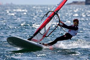 Argentina&rsquo;s Bautista Saubidet competing in the RSX windsurfer class at the ISAF Youth World Sailing Championships sponsored by Four Star Pizza on Dublin Bay, Ireland
 photo copyright  David Branigan / ISAF http://www.sailing.org taken at  and featuring the  class