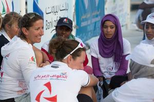 Dee Caffari with Omani sailor Raya Al Habsi (blue cap) will join Sidney Gavignet's team on Oman Air-Musandam photo copyright Lloyd Images http://lloydimagesgallery.photoshelter.com/ taken at  and featuring the  class