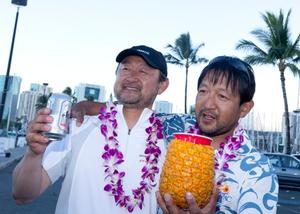 Hiroshi Kitada (left) and Yuishi Takahashi (right), owners of KIHO and ten quarter - LA-Honolulu Transpac race 2013 photo copyright Sharon Green/ ultimatesailing.com http://www.ultimatesailing.com taken at  and featuring the  class