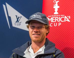 San Francisco, 02/08/13, 34th America&rsquo;s Cup: Nathan Outteridge - Helmsman Artemis Racing
 photo copyright Carlo Borlenghi/Luna Rossa http://www.lunarossachallenge.com taken at  and featuring the  class