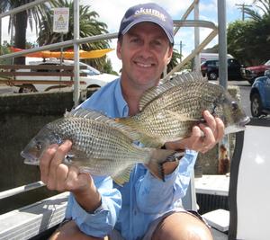 Try using a peeled pranw on a lighted weighted jig head underneath a pier photo copyright Gary Brown taken at  and featuring the  class
