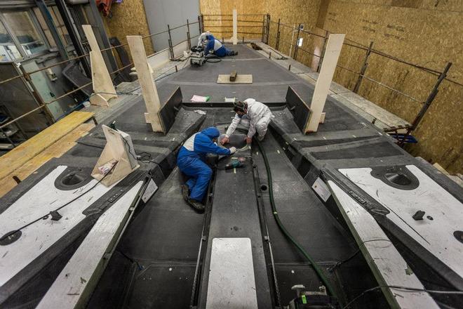 March 2015 - Team Vestas Wind rebuild at Persico Marine, Bergamo. Italy © Brian Carlin - Team Vestas Wind