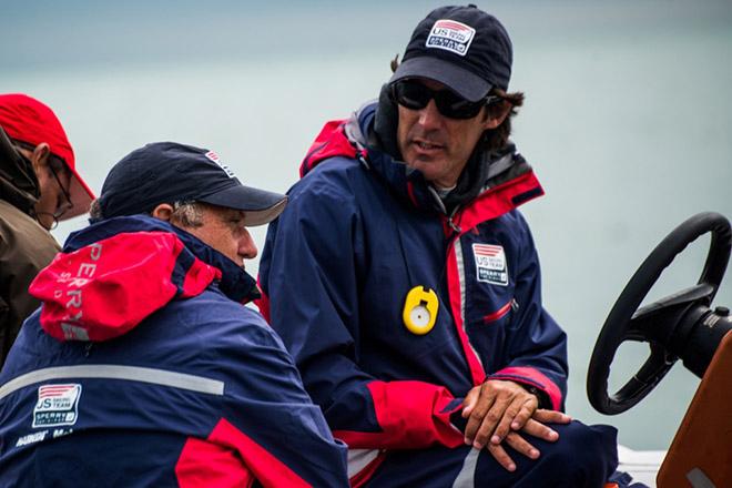 Youth Development Director Leandro Spina (right) with US Sailing Team Sperry Technical Director Grant “Fuzz” Spanhake.  © Jen Edney