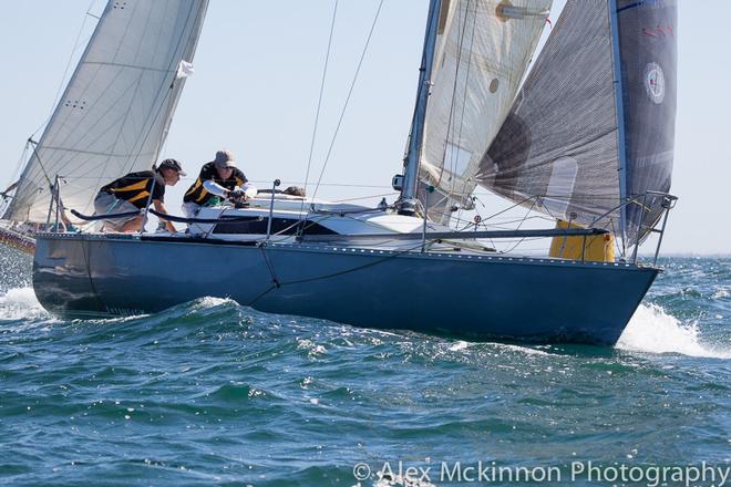 Around they go and time for the spinnaker on Intrusion. - 2014-15 Club Marine Series ©  Alex McKinnon Photography http://www.alexmckinnonphotography.com