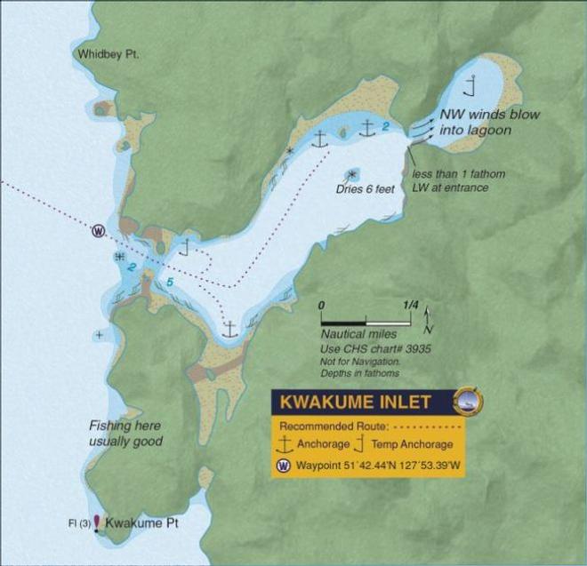 Kwakume Inlet map - Kwakume Inlet, British Columbia © Anne Vipond and William Kelly