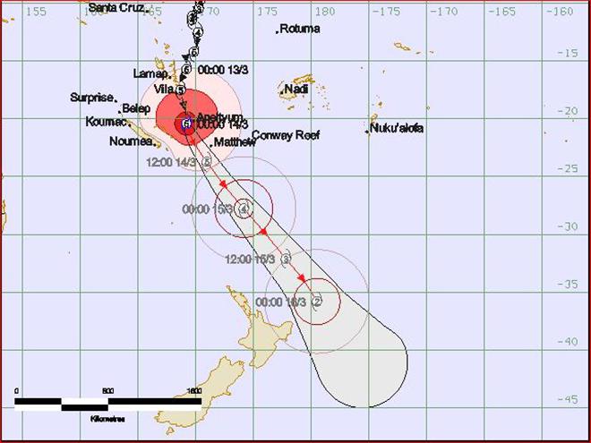 Latest TC forecast track map issued by RSMC Nadi at 2:18pm. © MetService