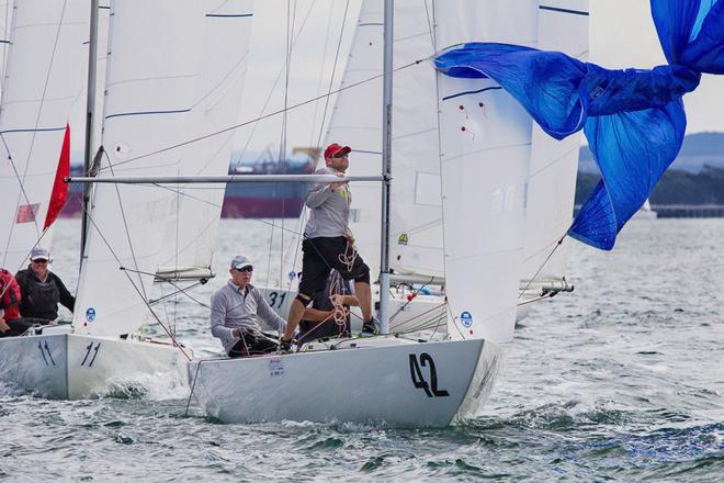 Tango -  Chris Hampton, Ian Walker and Ben Morrison-Jack. - 2015 Etchells Victorian State Championship ©  John Curnow