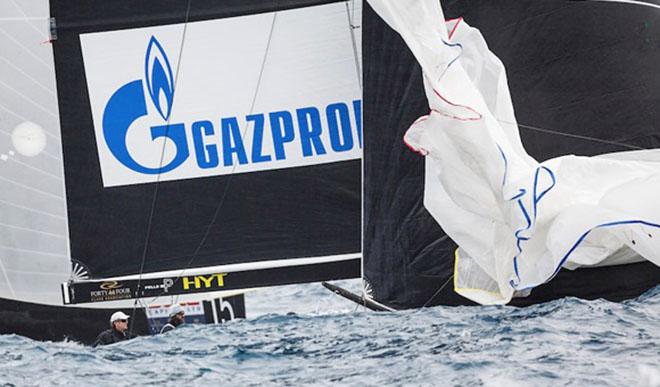 Bronenosec Sailing Team battling big seas in Malta. © MartinezStudio.es