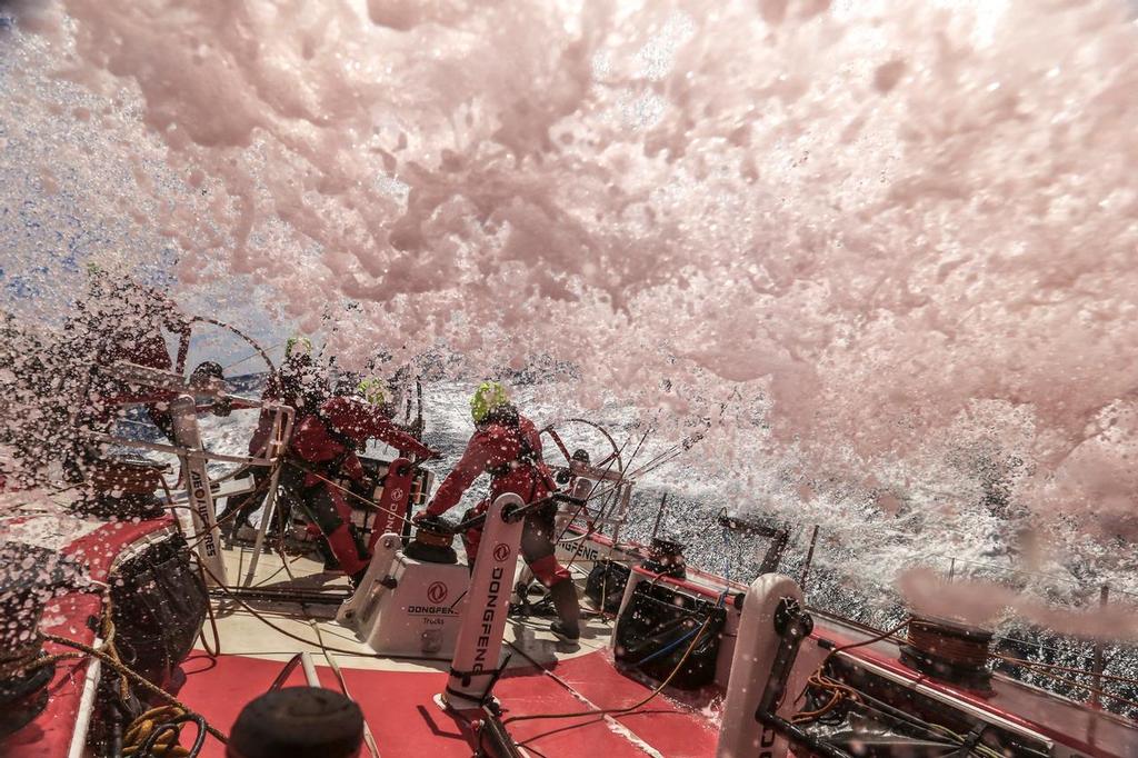 March 19, 2015. Leg 5 to Itajai onboard Dongfeng Race Team. Day 2. Action on deck © Yann Riou / Dongfeng Race Team