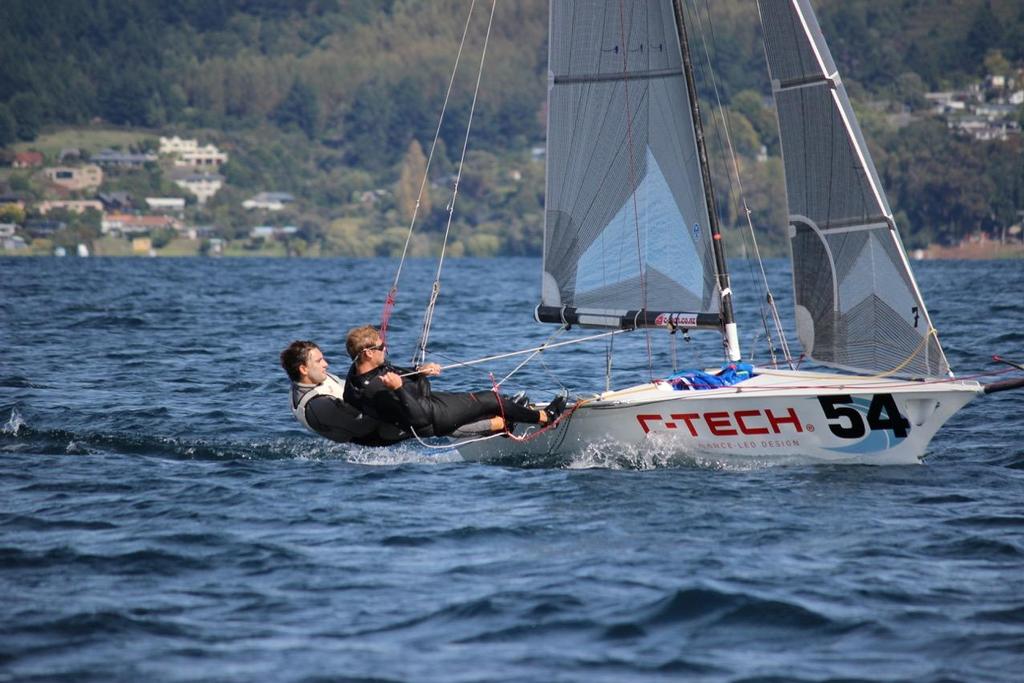 Josh Porebski and Scotty Barnes   - 2015 12ft Skiff Nationals, Taupo photo copyright Tim Bartlett taken at  and featuring the  class