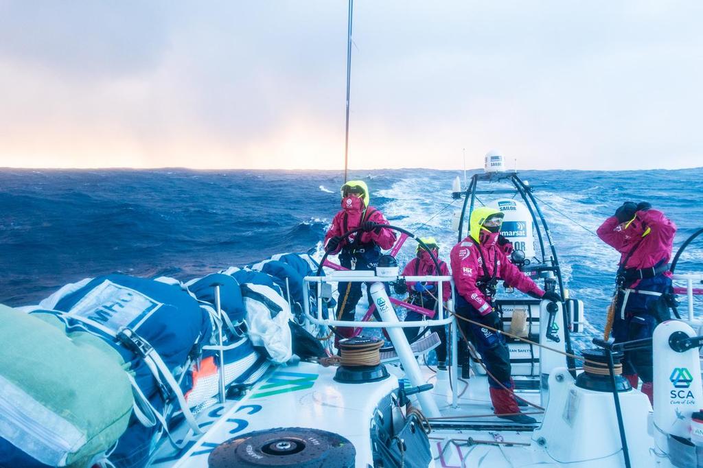 March 30, 2015. Leg 5 to Itajai onboard Team SCA. Day 12. The evening sky on fire. © Anna-Lena Elled/Team SCA