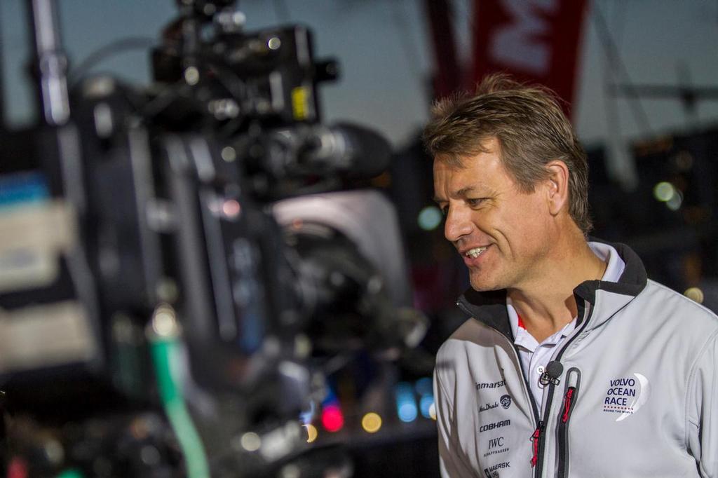 Knut Frostad on TVNZ's Breakfast show which broadcast live from Auckland Race Village on Friday morning. photo copyright  Ainhoa Sanchez/Volvo Ocean Race taken at  and featuring the  class