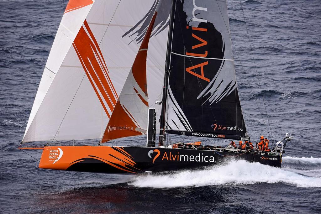March 30, 2013. Team Alvimedica leads the Volvo Ocean 65 fleet around Cape Horn. © Rick Tomlinson/Volvo Ocean Race http://www.volvooceanrace.com
