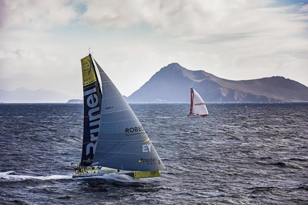 March 30, 2015. Team Brunel and MAPFRE rounding Cape Horn. photo copyright Rick Tomlinson/Volvo Ocean Race http://www.volvooceanrace.com taken at  and featuring the  class