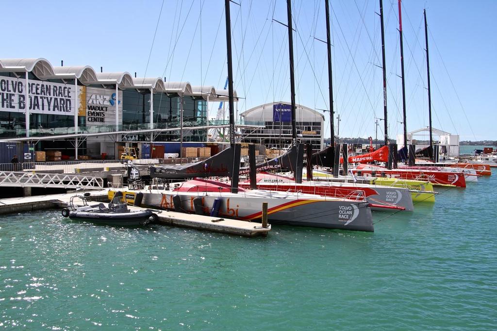 The Volvo Ocean Race fleet bask in the afternoon sunshine after the passage of ex Cyclone Pam. Further south it is not quite such an idyllic picture photo copyright Richard Gladwell www.photosport.co.nz taken at  and featuring the  class