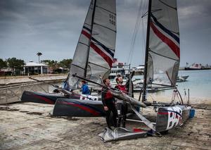 BAR's two multihulls ready to launch - 35th America's Cup - Bermuda Training photo copyright Ben Ainslie Racing www.benainslieracing.com taken at  and featuring the  class