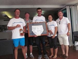 Winner Tony Kirby (holding Mt Gay Top Jocks trophy) and crew with CYCA Director, John Markos photo copyright CYCA Staff . taken at  and featuring the  class