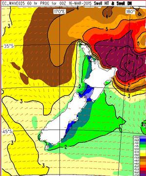 Swell forecast from the ECMWF for noon on Monday, height in metres. photo copyright MetService taken at  and featuring the  class