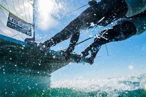 Annie Haeger and Briana Provancha (Women’s 470) racing at ISAF Sailing World Cup Miami, Presented by Sunbrella. photo copyright Jen Edney taken at  and featuring the  class