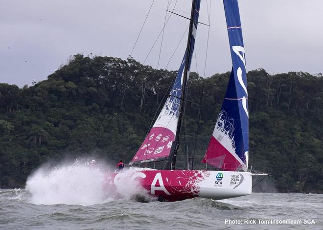 Team SCA racing in the Practice for the In Port Race at Itajai, Brazil © Rick Tomlinson / Team SCA